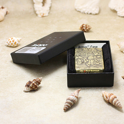 Zippo Antique Brass Deep Carved Cat Scholar Nie Xiaoqian Relief - CC129