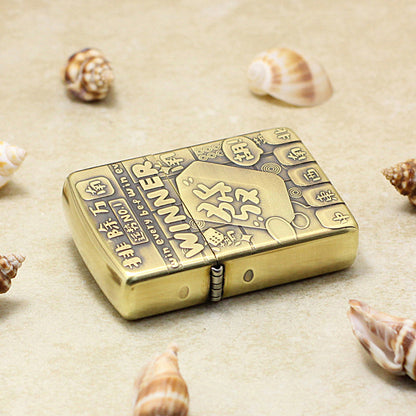 Zippo Antique Brass Deep Carved Mahjong Winner Relief - CC123
