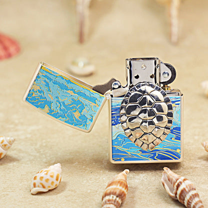 Zippo Antique Brass Deep Carved Prosperous Koi and Lotus - CS12