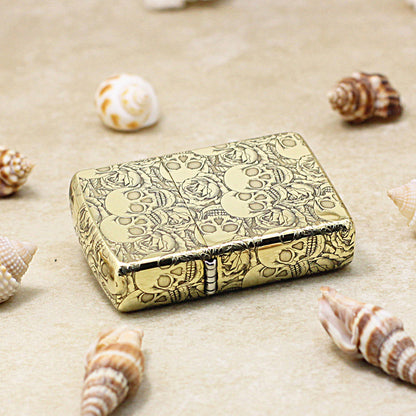 Zippo Antique Brass Deep Carved Skulls and Roses Pattern - CC164