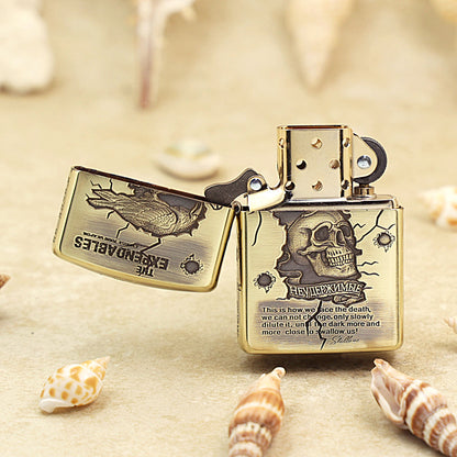 Zippo Antique Brass Deep Carved The Expendables Skull and Raven - CC156