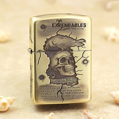 Zippo Antique Brass Deep Carved The Expendables Skull and Raven - CC156