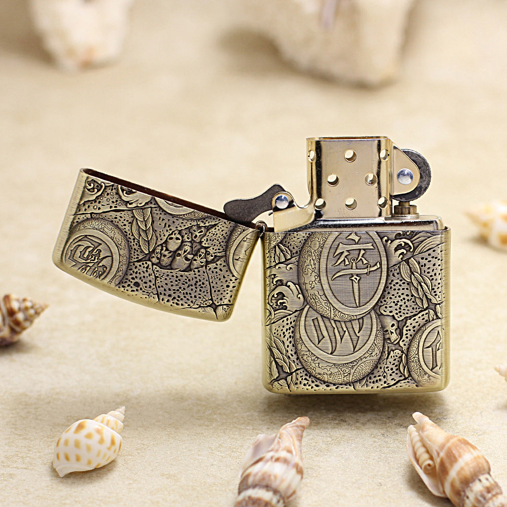 Zippo Antique Brass Deep Carved Warrior First Charge Relief - CC118