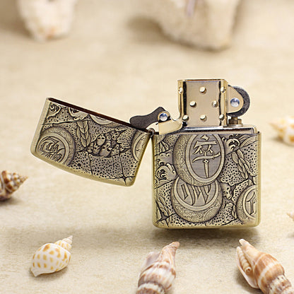 Zippo Antique Brass Deep Carved Warrior First Charge Relief - CC118