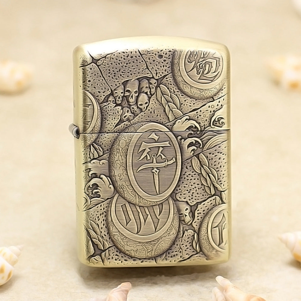 Zippo Antique Brass Deep Carved Warrior First Charge Relief - CC118