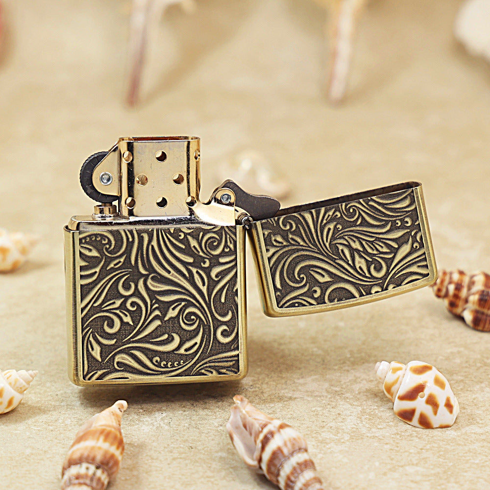 Zippo Antique Brass 'Diagonal Logo Scrollwork' - CC29