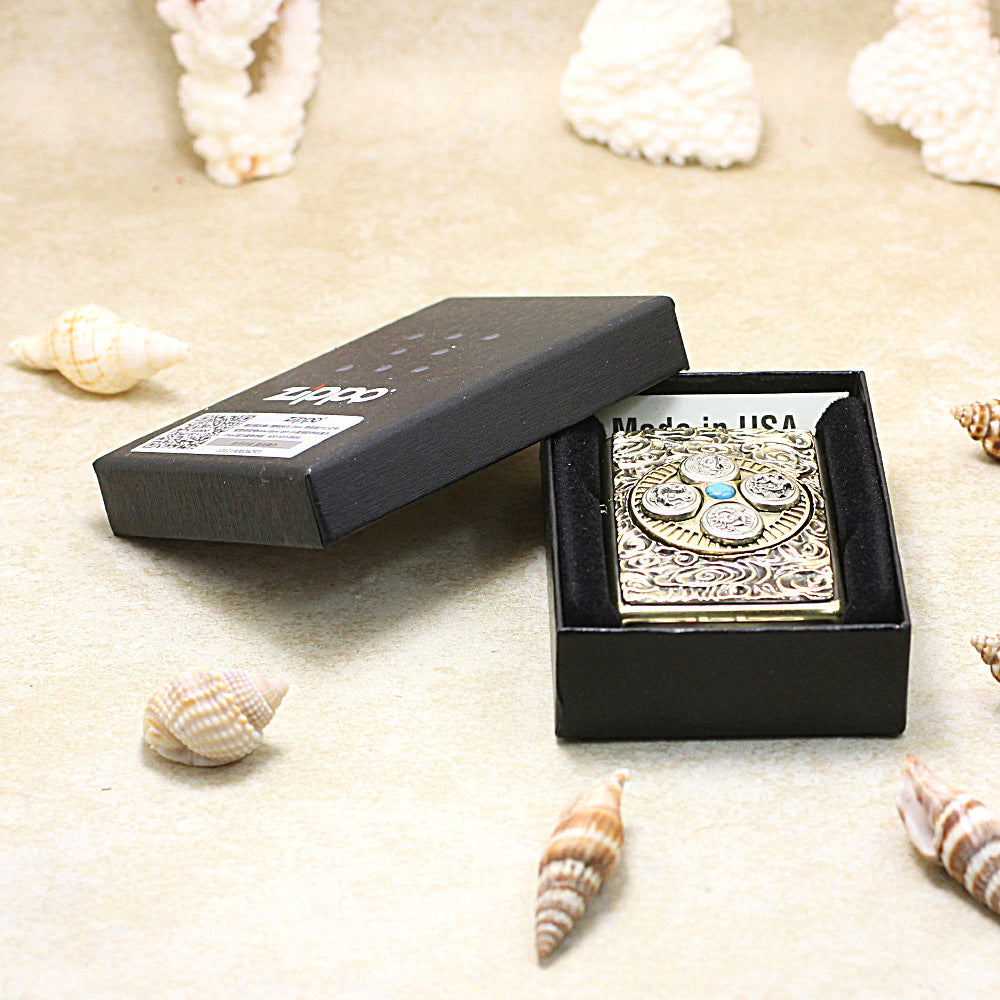 Zippo Antique Brass Four Symbols Amulet - DS155