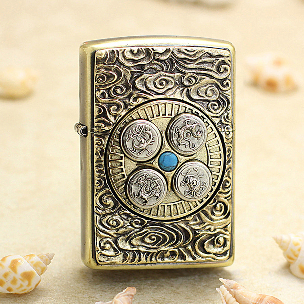 Zippo Antique Brass Four Symbols Amulet - DS155