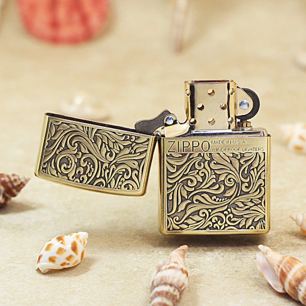Zippo Antique Brass 'Full Cover Floral Scrollwork' - CC30