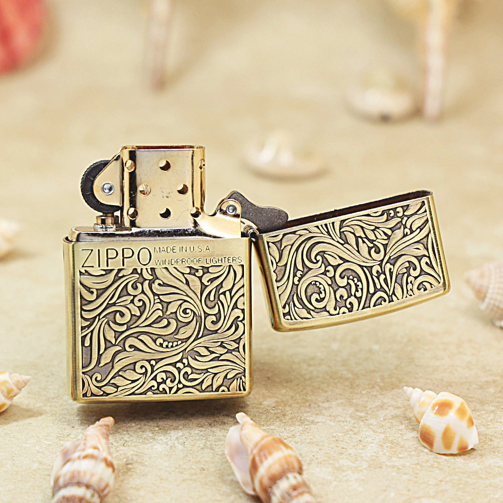 Zippo Antique Brass 'Full Cover Floral Scrollwork' - CC30