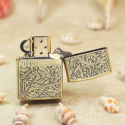 Zippo Antique Brass 'Full Cover Floral Scrollwork' - CC30