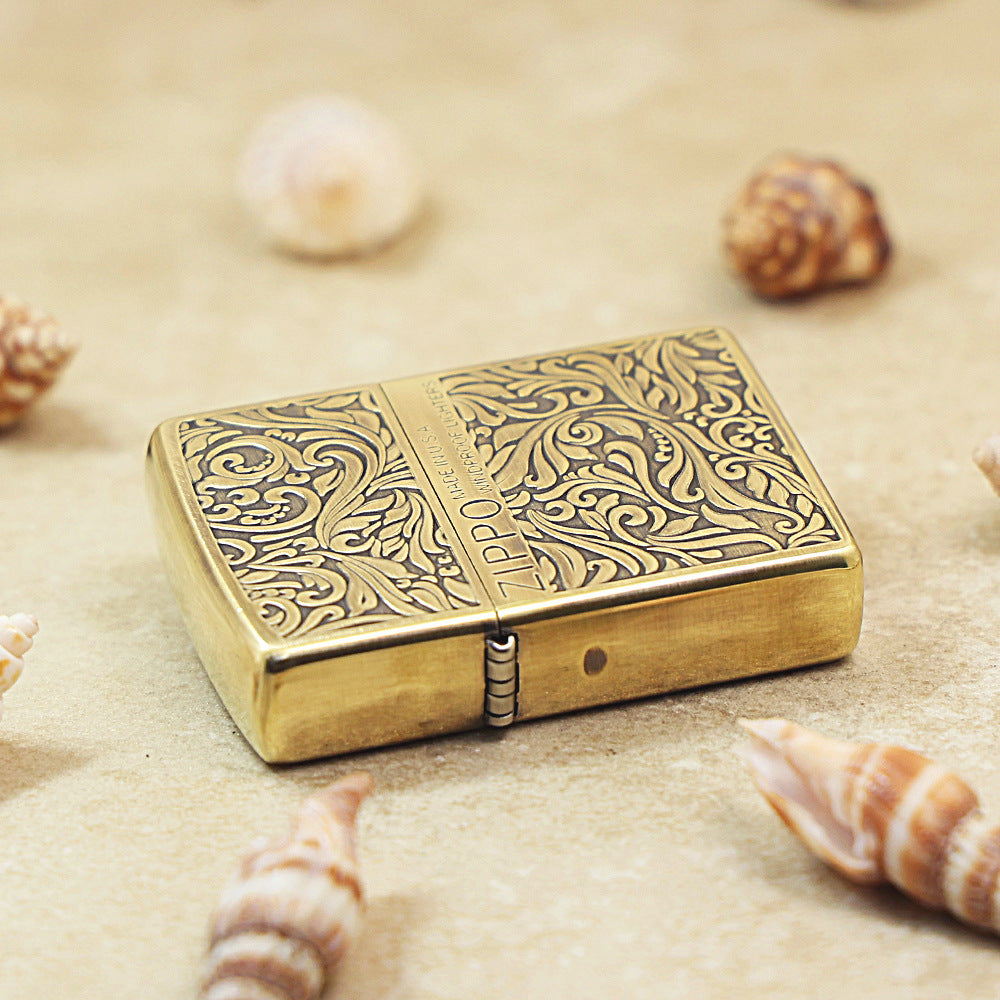 Zippo Antique Brass 'Full Cover Floral Scrollwork' - CC30
