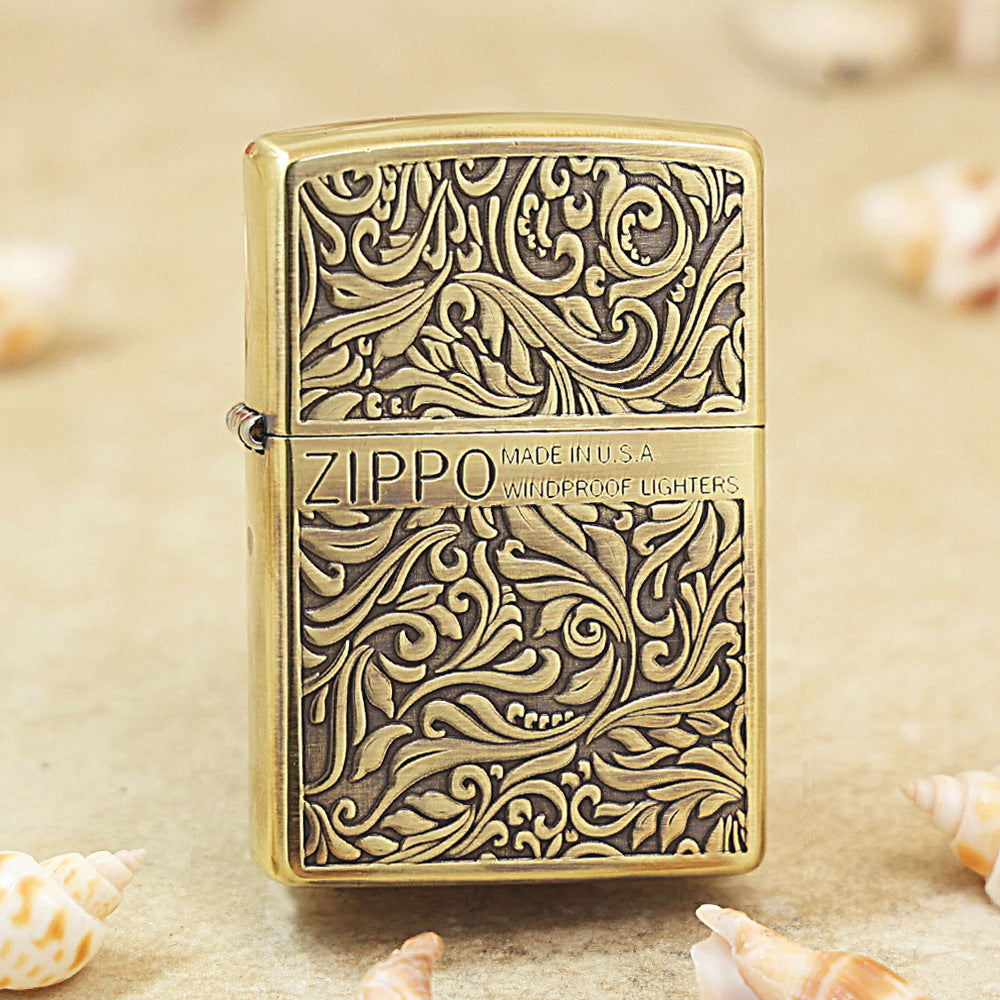 Zippo Antique Brass 'Full Cover Floral Scrollwork' - CC30