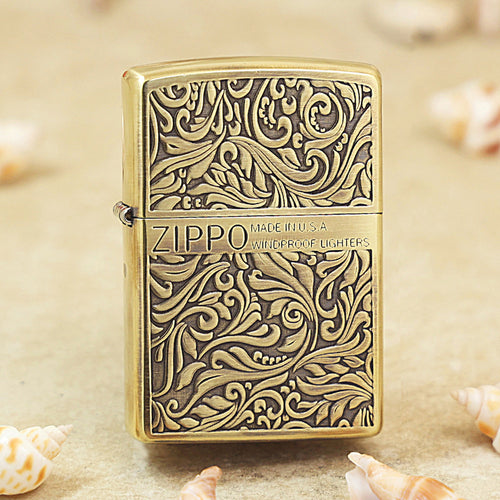Zippo Antique Brass 'Full Cover Floral Scrollwork' - CC30