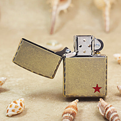 Zippo Antique Brass 'Red Star' 205-DS86