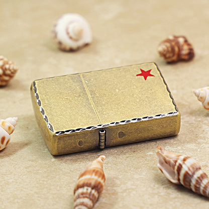 Zippo Antique Brass 'Red Star' 205-DS86