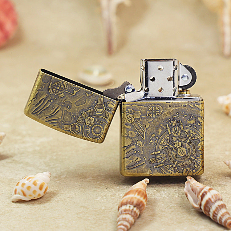Zippo Antique Brass 'Space Ruins' Deep Carve - DS121