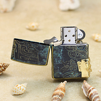 Zippo Antique Bronze Sanxingdui Human Face Emblem - CC105