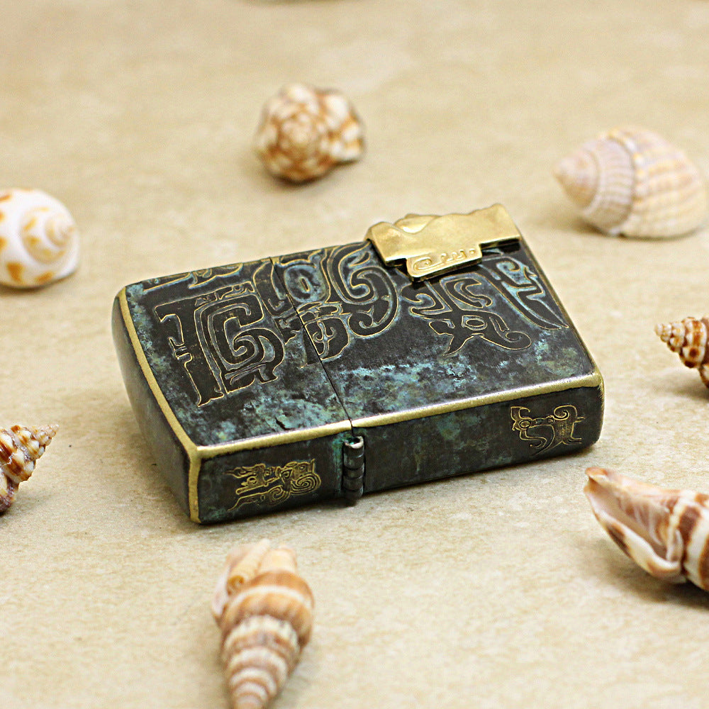 Zippo Antique Bronze Sanxingdui Human Face Emblem - CC105