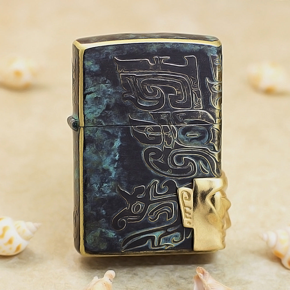 Zippo Antique Bronze Sanxingdui Human Face Emblem - CC105
