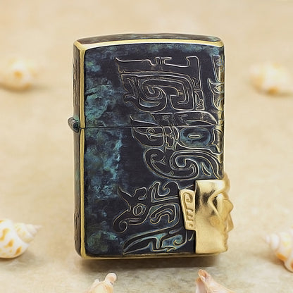 Zippo Antique Bronze Sanxingdui Human Face Emblem - CC105