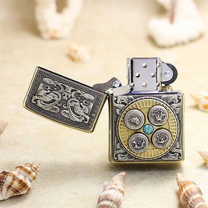 Zippo Antique Dual Tone 'Celestial Guardians Compass' - DS156