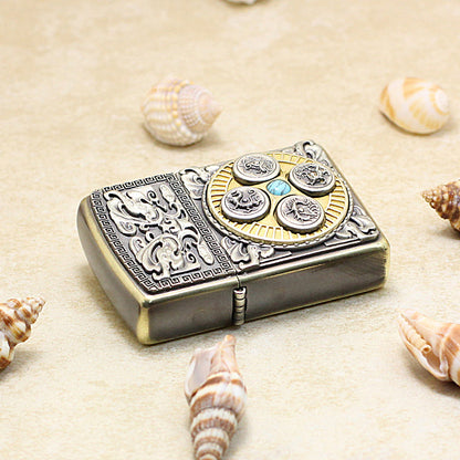 Zippo Antique Dual Tone 'Celestial Guardians Compass' - DS156