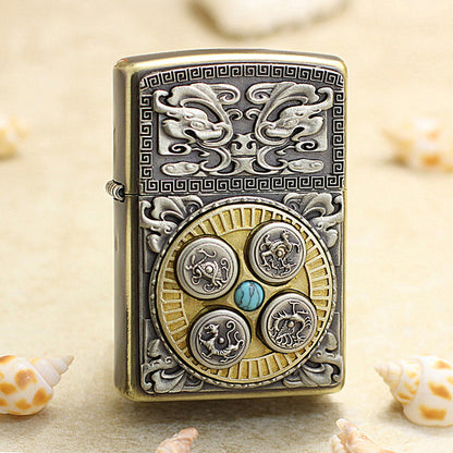 Zippo Antique Dual Tone 'Celestial Guardians Compass' - DS156