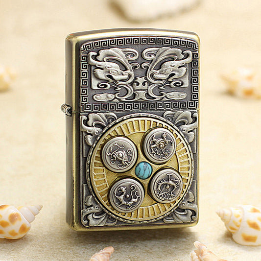 Zippo Antique Dual Tone 'Celestial Guardians Compass' - DS156