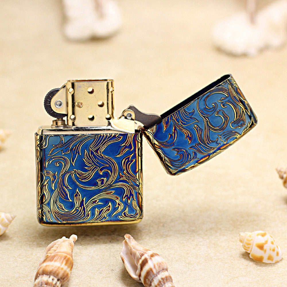 Zippo Antique Gold Floral Pattern (Five-Sided Engraving Series) - JP01
