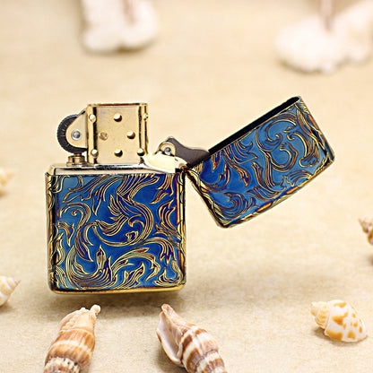 Zippo Antique Gold Floral Pattern (Five-Sided Engraving Series) - JP01