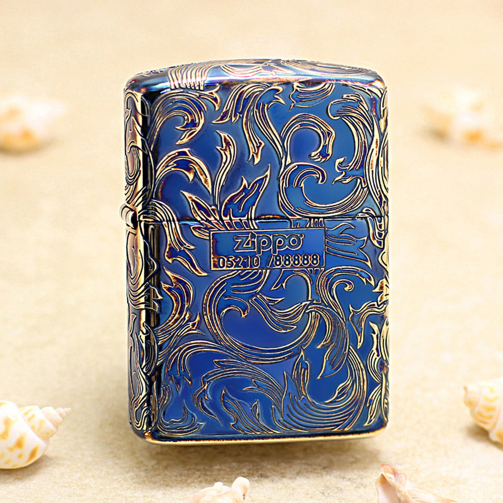 Zippo Antique Gold Floral Pattern (Five-Sided Engraving Series) - JP01