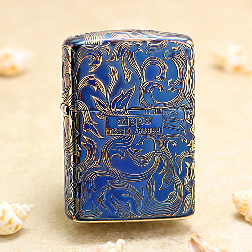 Zippo Antique Gold Floral Pattern (Five-Sided Engraving Series) - JP01