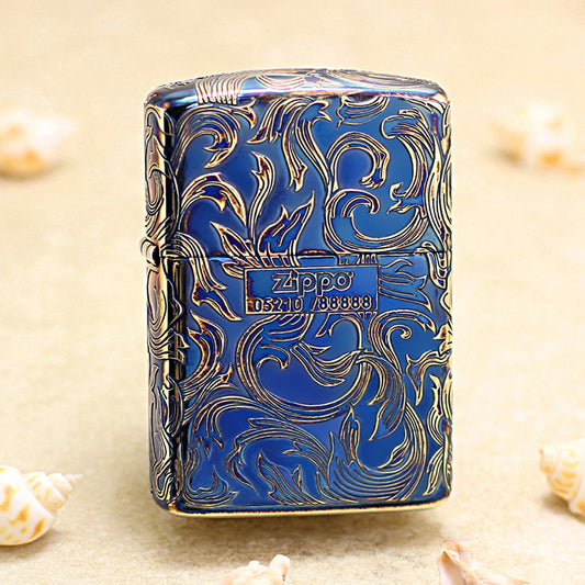 Zippo Antique Gold Floral Pattern (Five-Sided Engraving Series) - JP01