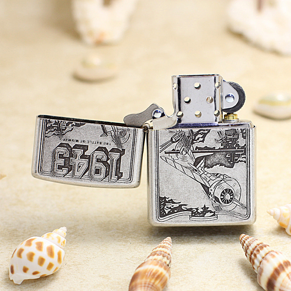 Zippo Antique Silver 1943 Battle of Midway 205-DS92