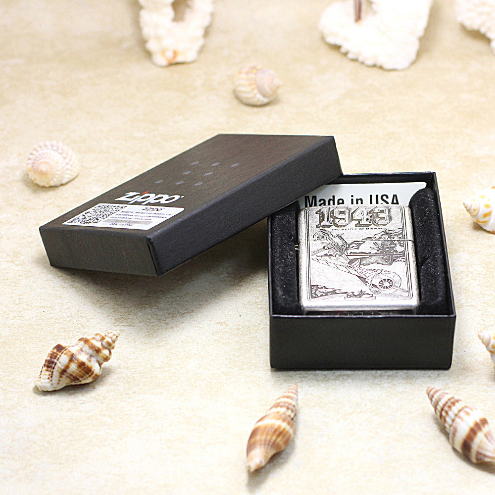 Zippo Antique Silver 1943 Battle of Midway 205-DS92