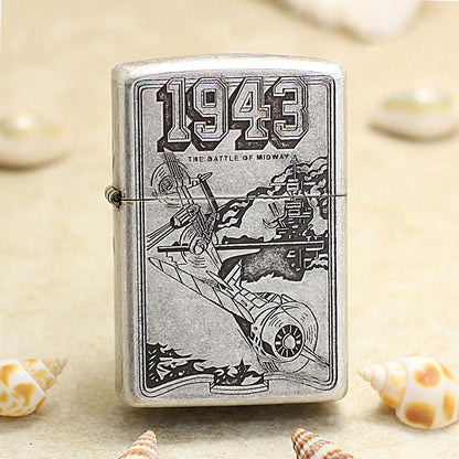Zippo Antique Silver 1943 Battle of Midway 205-DS92