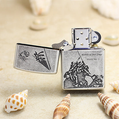 Zippo Antique Silver 'Battle of Iwo Jima' - DS146