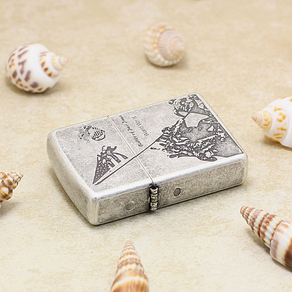 Zippo Antique Silver 'Battle of Iwo Jima' - DS146