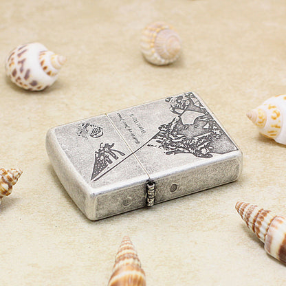 Zippo Antique Silver 'Battle of Iwo Jima' - DS146