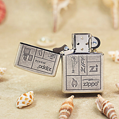 Zippo Antique Silver Classic Logo Evolution 205-DS90