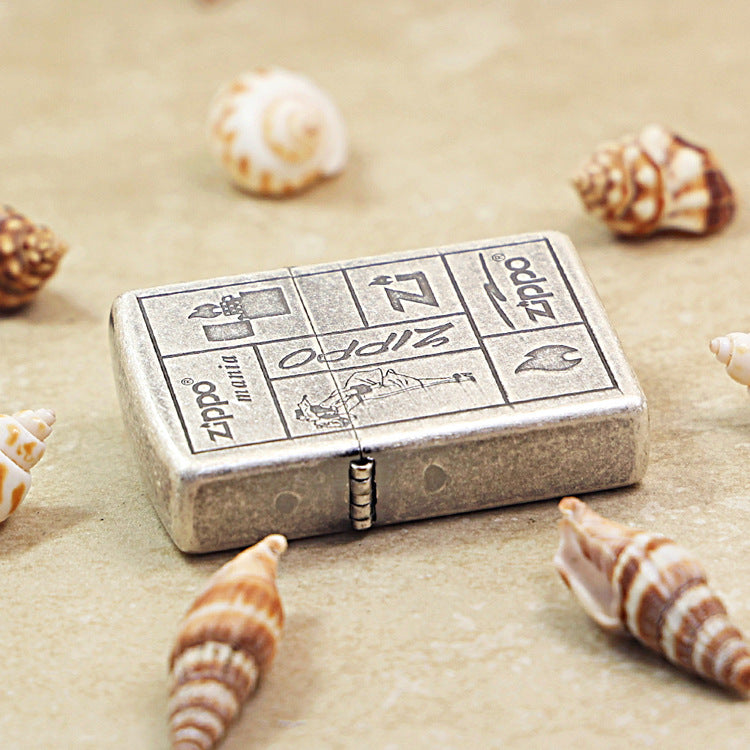 Zippo Antique Silver Classic Logo Evolution 205-DS90