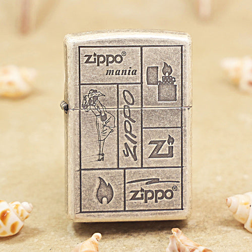 Zippo Antique Silver Classic Logo Evolution 205-DS90