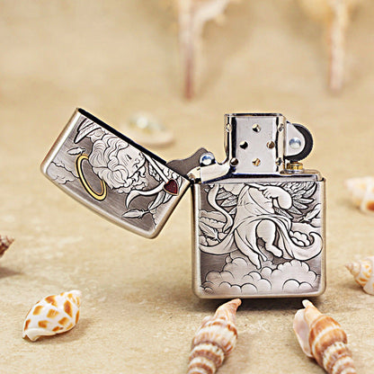 Zippo Vintage Argent 'Cupid' Intricate Carve with Two-Finish Accents - DS114