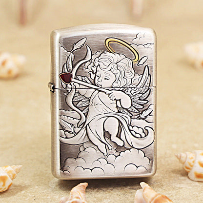 Zippo Vintage Argent 'Cupid' Intricate Carve with Two-Finish Accents - DS114