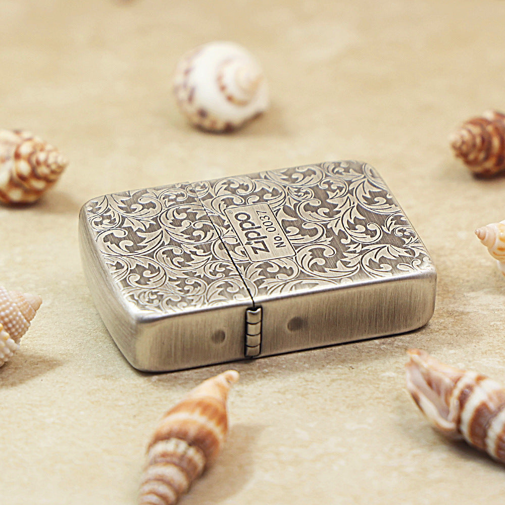 Zippo Antique Silver Double-Sided Arabesque Flora Series (Qianyu Studio Edition) 1941-DS04