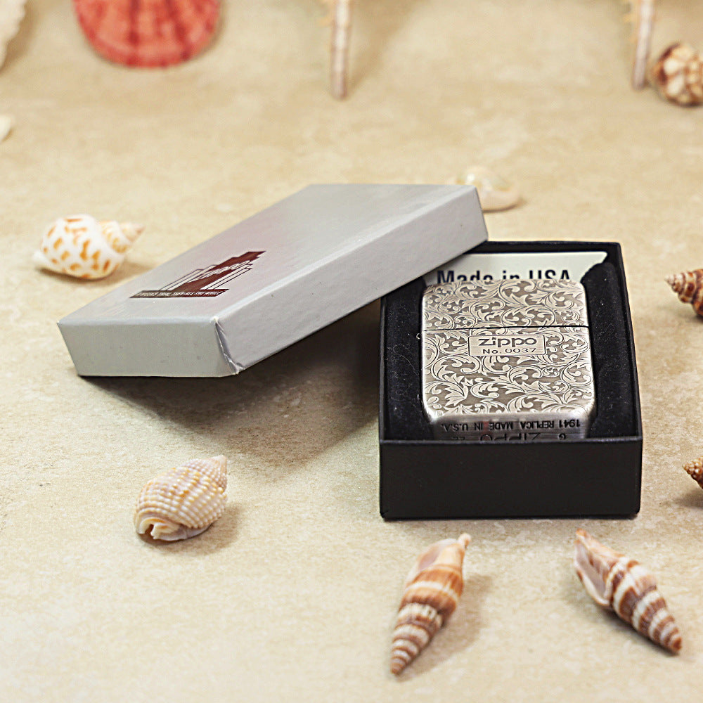 Zippo Antique Silver Double-Sided Arabesque Flora Series (Qianyu Studio Edition) 1941-DS04