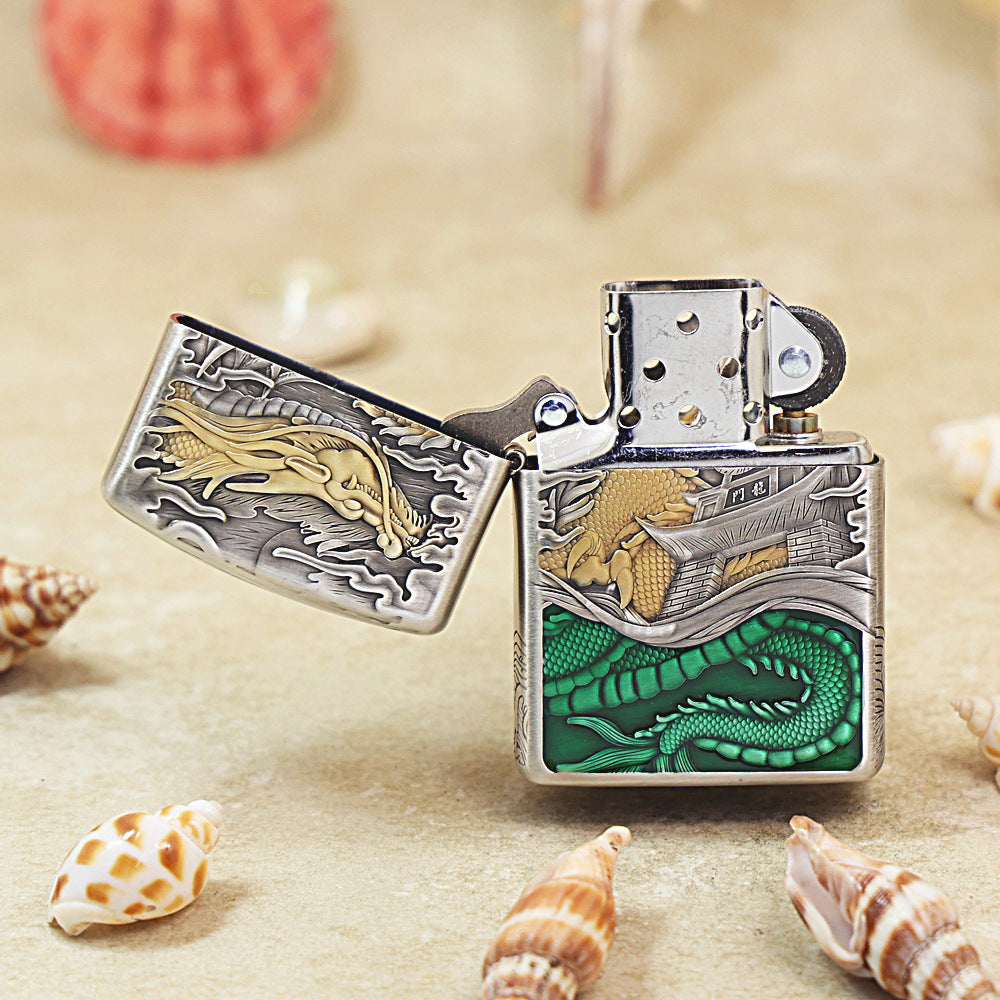 Zippo Antique Silver & Gold-Plated 'Carp Leaping Over the Dragon Gate' 162-DS54