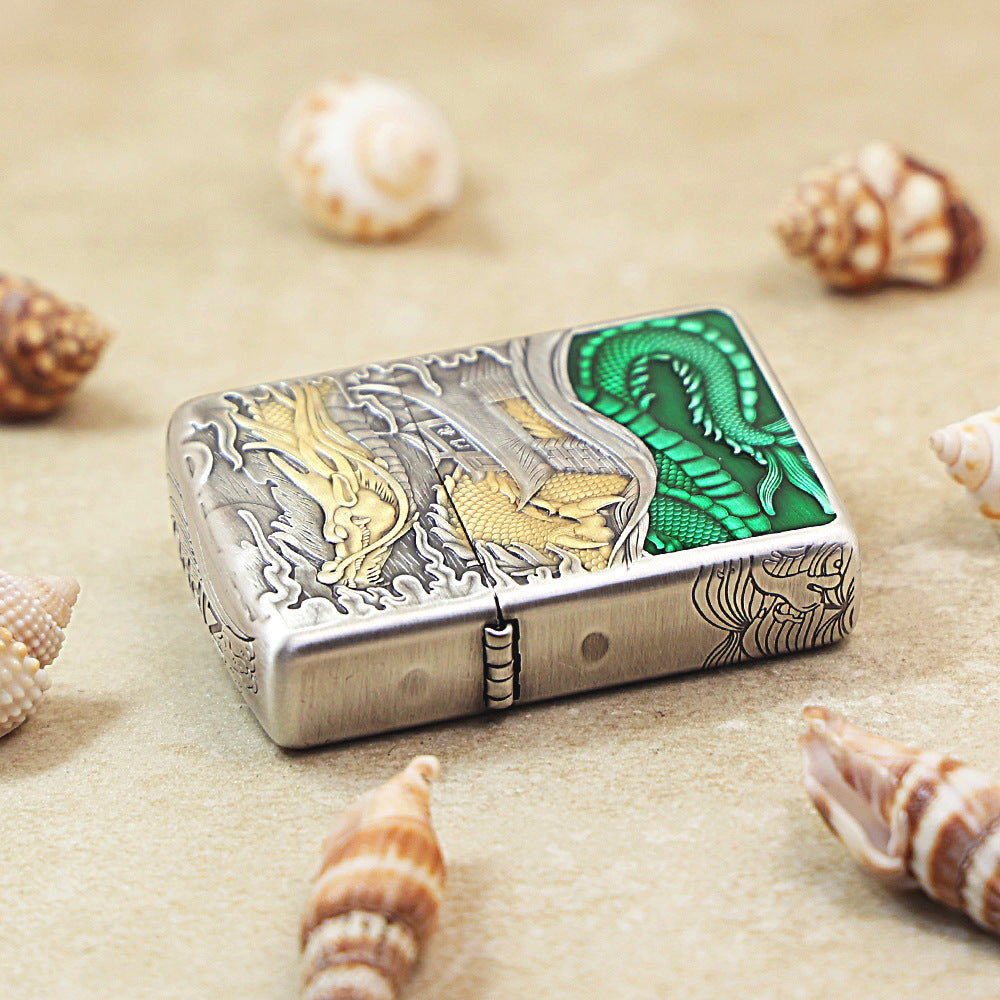 Zippo Antique Silver & Gold-Plated 'Carp Leaping Over the Dragon Gate' 162-DS54