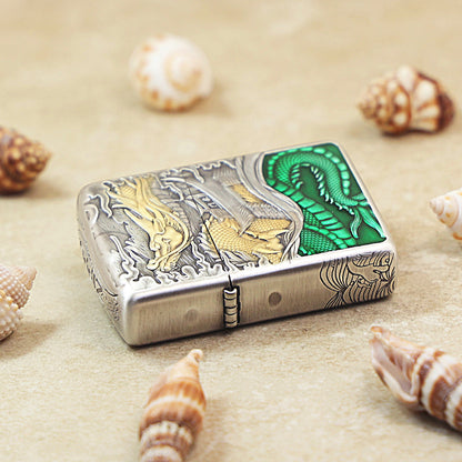 Zippo Antique Silver & Gold-Plated 'Carp Leaping Over the Dragon Gate' 162-DS54
